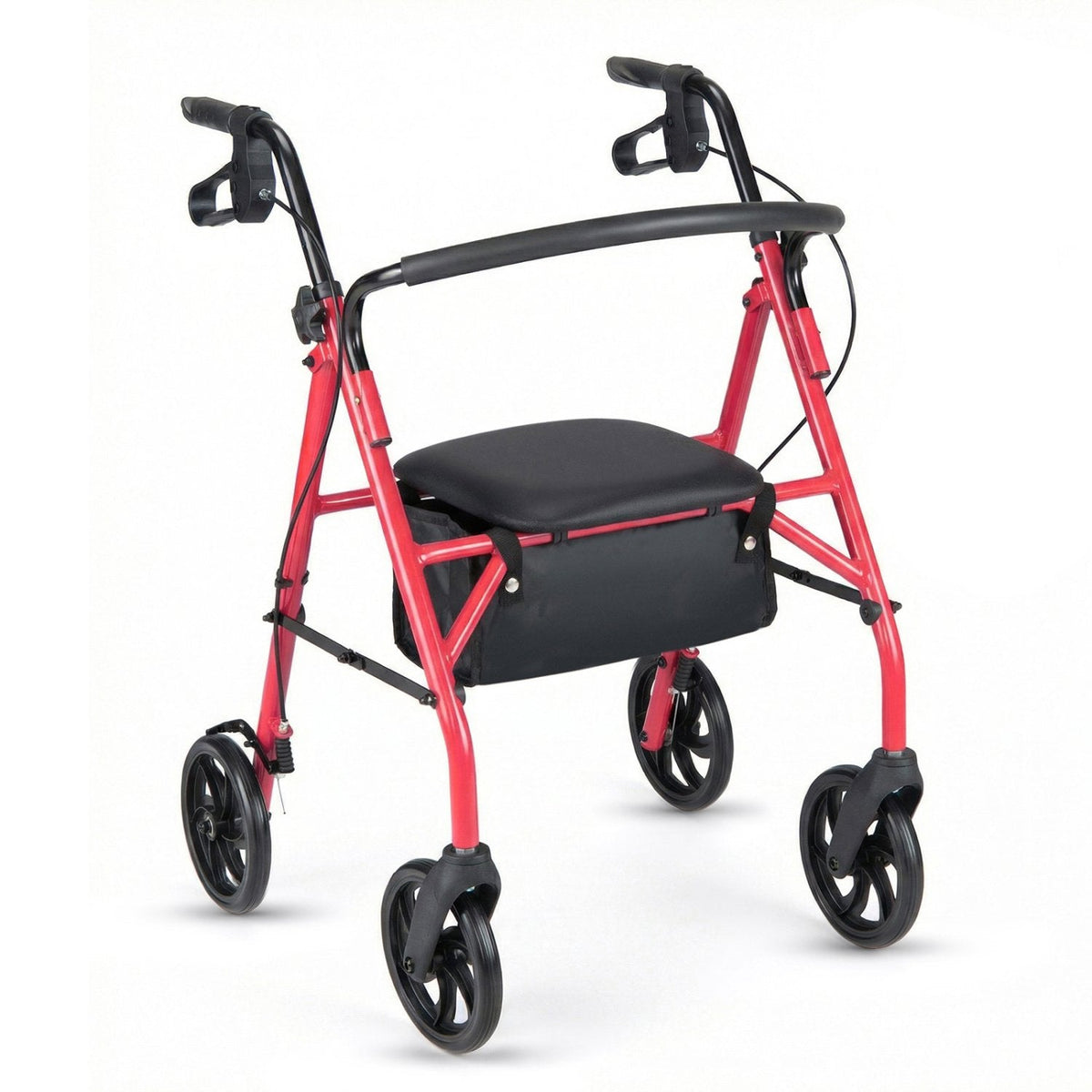 Rollator Walker with Seat and Height Adjustable Handles-Red