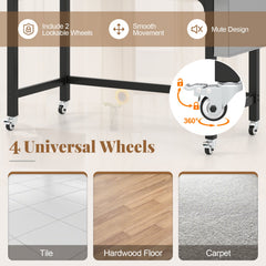 Rolling Computer Desk with Headphone Hooks and Lockable Wheels for Home Office-Natrual