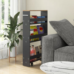 Rolling Kitchen Slim Storage Cart Mobile Shelving Organizer with Handle-Gray