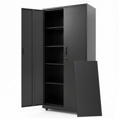 Rolling Metal Storage Cabinet 73 Inches Lockable File Cabinet with 4 Smooth Wheels-Black