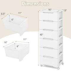 Rolling Storage Cabinet with Universal Wheels and 5/6/7 Drawers-7-Drawer