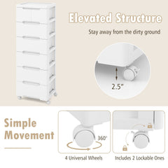Rolling Storage Cabinet with Universal Wheels and 5/6/7 Drawers-7-Drawer