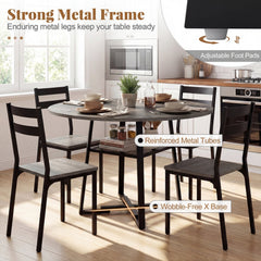 Round Dining Table for 4-6 with Storage Shelf and Metal Legs-Gray