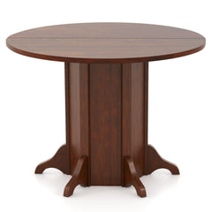 Round Dining Table with Pedestal Base for 4-6 People-Walnut