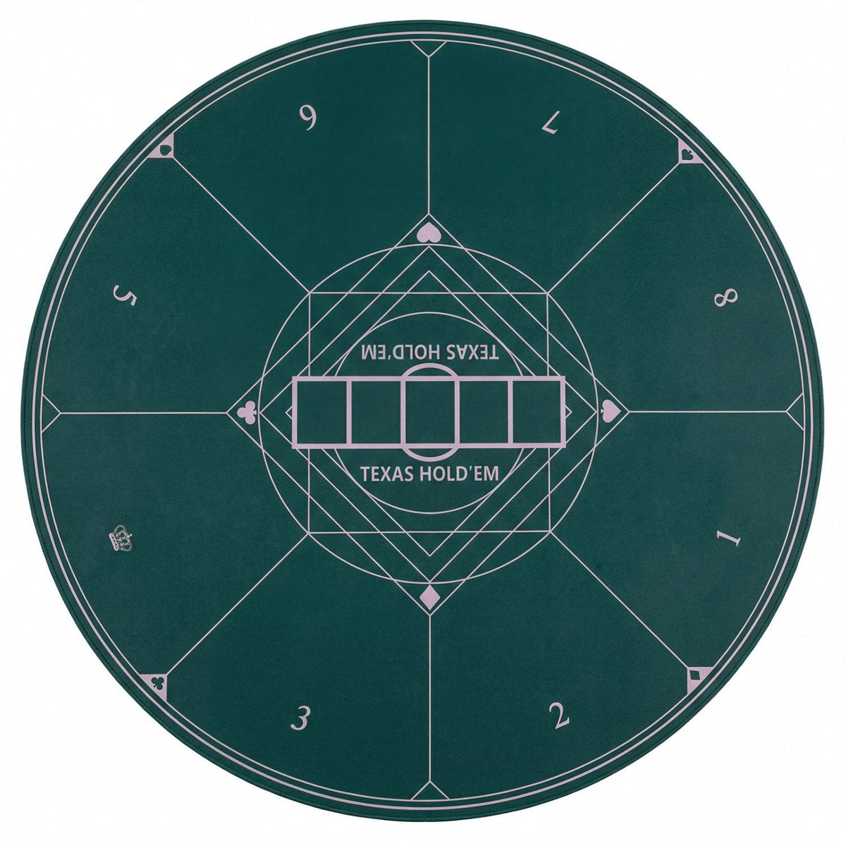 Round Poker Mat for Texas Hold'em 47 inches with Carrying Bag for 8-Player-Green