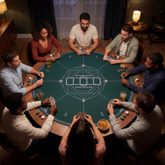 Round Poker Mat for Texas Hold'em 47 inches with Carrying Bag for 8-Player-Green