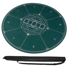 Round Poker Mat for Texas Hold'em 47 inches with Carrying Bag for 8-Player-Green