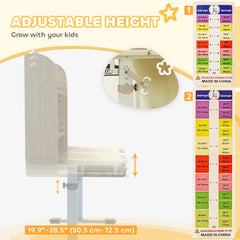 Kids Desk Height Adjustable with Tilted Desktop, Storage, Drawer, Pegboard, for 3-12 Years