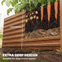 5' x 3' x 2' Raised Garden Bed, Galvanized Planter Box for Growing Flowers, Herbs and Vegetables, Black