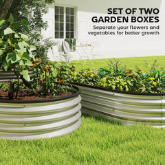 2Pcs Galvanized Raised Garden Bed, 4 x 3 x 1 ft Modular Metal Garden Beds with Rubber Strip Edging, Silver