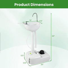 Portable Foot Pump Camping Sink with 4.5 Gal Water Tank and Soap Dispenser