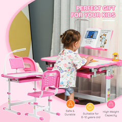 Kids Desk and Chair Set Height Adjustable Student Writing Desk Children School Study Table with Tilt Desktop, Blue