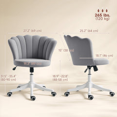 Office Chair, Armless Swivel Desk Chair with Adjustable Height, Backrest, Tilt Function for Office, Vanity, Grey