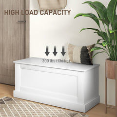 31.5 Inches Storage Chest, Storage Trunk with Safety Hinge, Wooden Box for Living Room, Natural Wood Grain