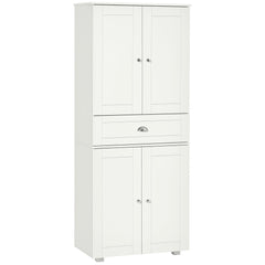 72" Kitchen Pantry Cabinet, Modern Kitchen Pantry Storage Cabinet with 4 Doors and 3 Adjustable Shelves, White