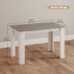 47" Kitchen Table for 4-6 People, Dining Table with Wood Effect for Dining Room, Black