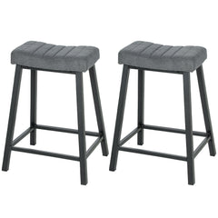 Set of 2 Bar Stools, Velvet Upholstered Counter Stools with Curved Seat and Footrest for Kitchen Island, Grey
