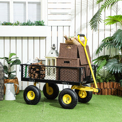 Garden Cart, Utility Wagon Cart with Removable Sides, Convert into Flatbed, 10" Wheels, 180° Rotating Handle, Green