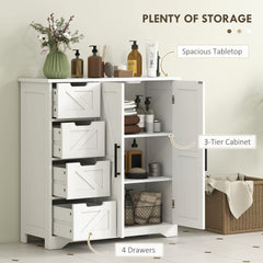Bathroom Floor Cabinet, Farmhouse Bathroom Storage Cabinet with Adjustable Shelf, Black