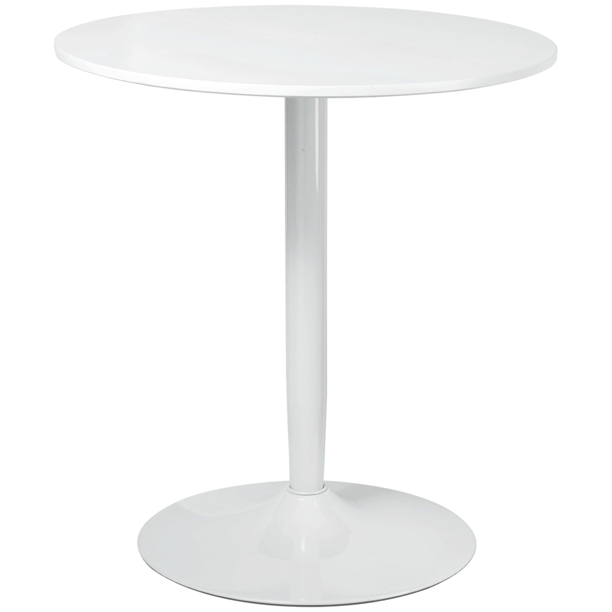 Modern Kitchen Table for 2 people, Round Dining Table with Steel Base for Living Room, Dining Room, White