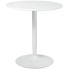 Modern Kitchen Table for 2 people, Round Dining Table with Steel Base for Living Room, Dining Room, White