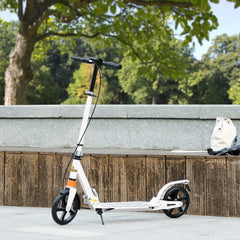 Foldable Kids Scooter with 4 Adjustable Heights, Double Brakes, and Shock Absorption for Ages 6-12, White