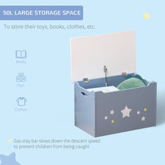 Kids Toy Storage Box, Organizer Chest with Gas Stay Bar Seating Bench, Blue