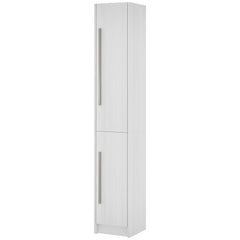 Freestanding Tall Bathroom Storage Cabinet with Adjustable Shelves, Bathroom Organizer, Black Wood Grain