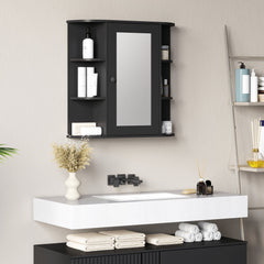 Mirrored Bathroom Wall Cabinet Wall Mounted Medicine Cabinet with Door & Shelves, White
