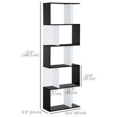 Modern Bookcase 5-Tier Display Shelf Storage Shelf Room Divider Living Room Home Office Furniture, Black