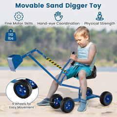 Sand Digger for Kids with 2-Handed Controls and Flexible Shovel-Blue