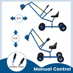 Sand Digger for Kids with 2-Handed Controls and Flexible Shovel-Blue