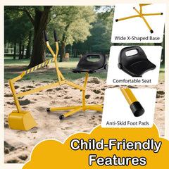 Sand Digger with 2-Handed Controls and Flexible Shovel for 3+ Years Old Kids-Yellow