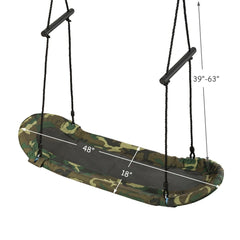 Saucer Tree Swing Surf Kids Outdoor Adjustable Oval Platform Set with Handle-Army Green