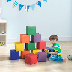 12 Piece Soft Play Blocks Soft Foam Toy Building And Stacking Blocks - Multicolours