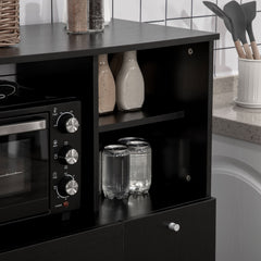 Compact Kitchen Pantry Cabinet Server Hutch Storage Buffet with Microwave Oven Stand Drawer and Shelves, White