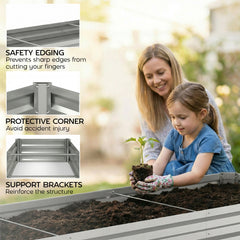 8'x2'x1' Galvanized Raised Bed, Large Elevated Planter Box for Growing Flowers, Herbs and Vegetables, Dark Grey