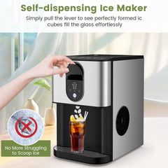 Self Dispensing Nugget Ice Maker Countertop with Soft Chewable Pellet Ice Cubes-Silver