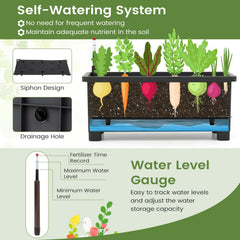 Self-watering Raised Garden Bed Elevated Planter with Climbing Trellis-Black