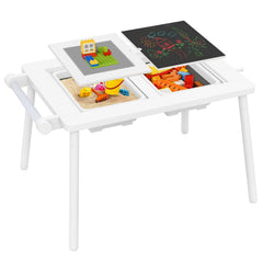 Sensory Table and Chair Set for Kids 2-8 with Foldable Bins-White
