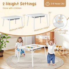 Sensory Table and Chair Set for Kids 2-8 with Foldable Bins-White