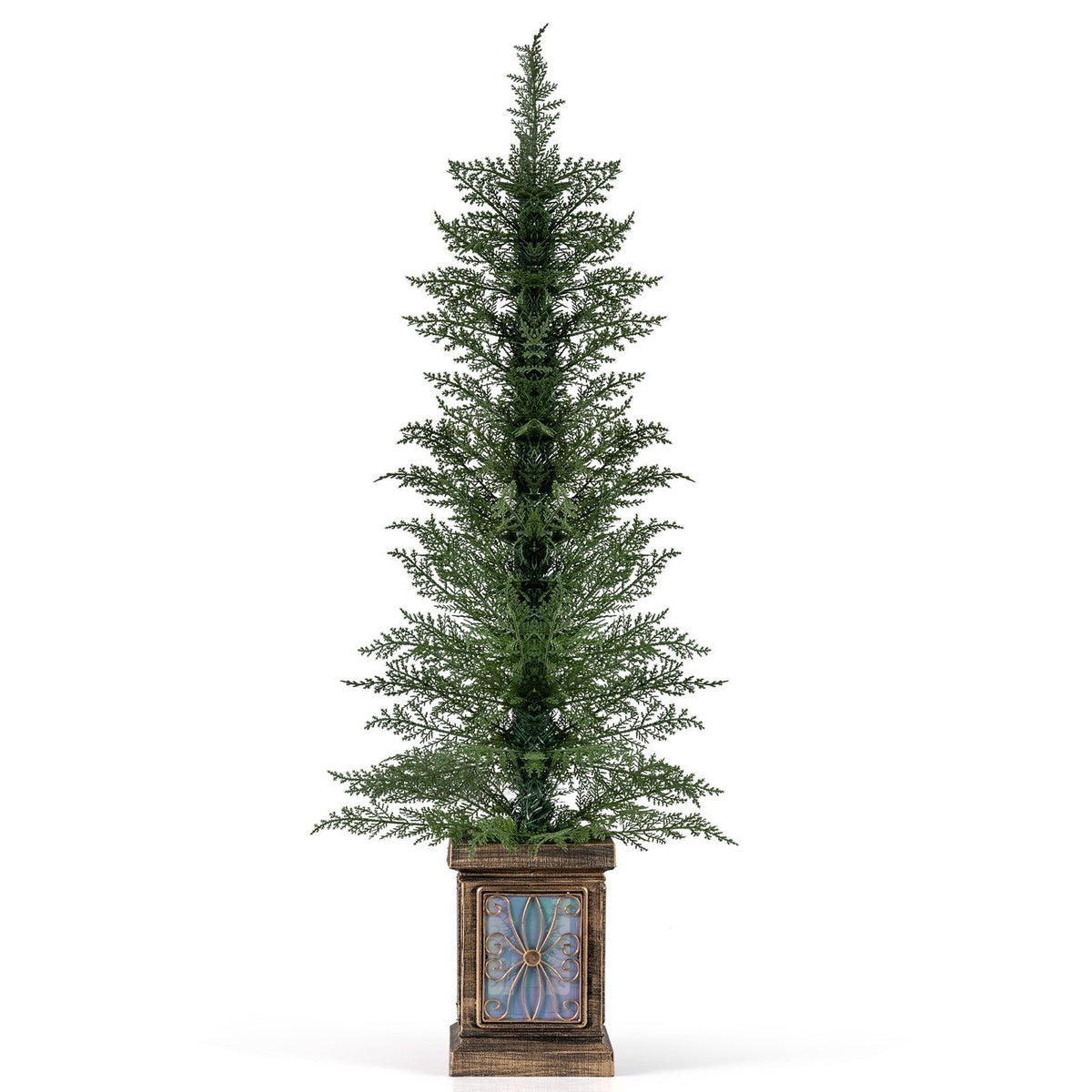 4 FT Potted Artificial Christmas Tree, 100 PE Tips on a Retro Urn Base, Unlit