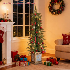 4 FT Potted Artificial Christmas Tree, 100 PE Tips on a Retro Urn Base, Unlit