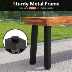 Set of 1 Outdoor Acacia Wood Benches 2-3 People Backless Garden Front Benches with Metal Frame-1 Piece