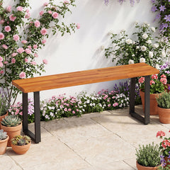 Set of 1 Wood Patio Bench 47.5 inches Long Dining Bench for Entryway Poolside