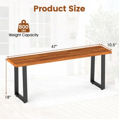 Set of 1 Wood Patio Bench 47.5 inches Long Dining Bench for Entryway Poolside
