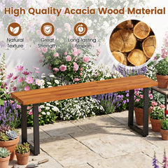 Set of 1 Wood Patio Bench 47.5 inches Long Dining Bench for Entryway Poolside