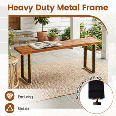 Set of 1 Wood Patio Bench 47.5 inches Long Dining Bench for Entryway Poolside