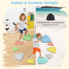 Set of 11 Stepping Stones for Kids Non-Slip Balance Stones with Storage Bag-Set of 11