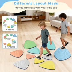 Set of 11 Stepping Stones for Kids Non-Slip Balance Stones with Storage Bag-Set of 11